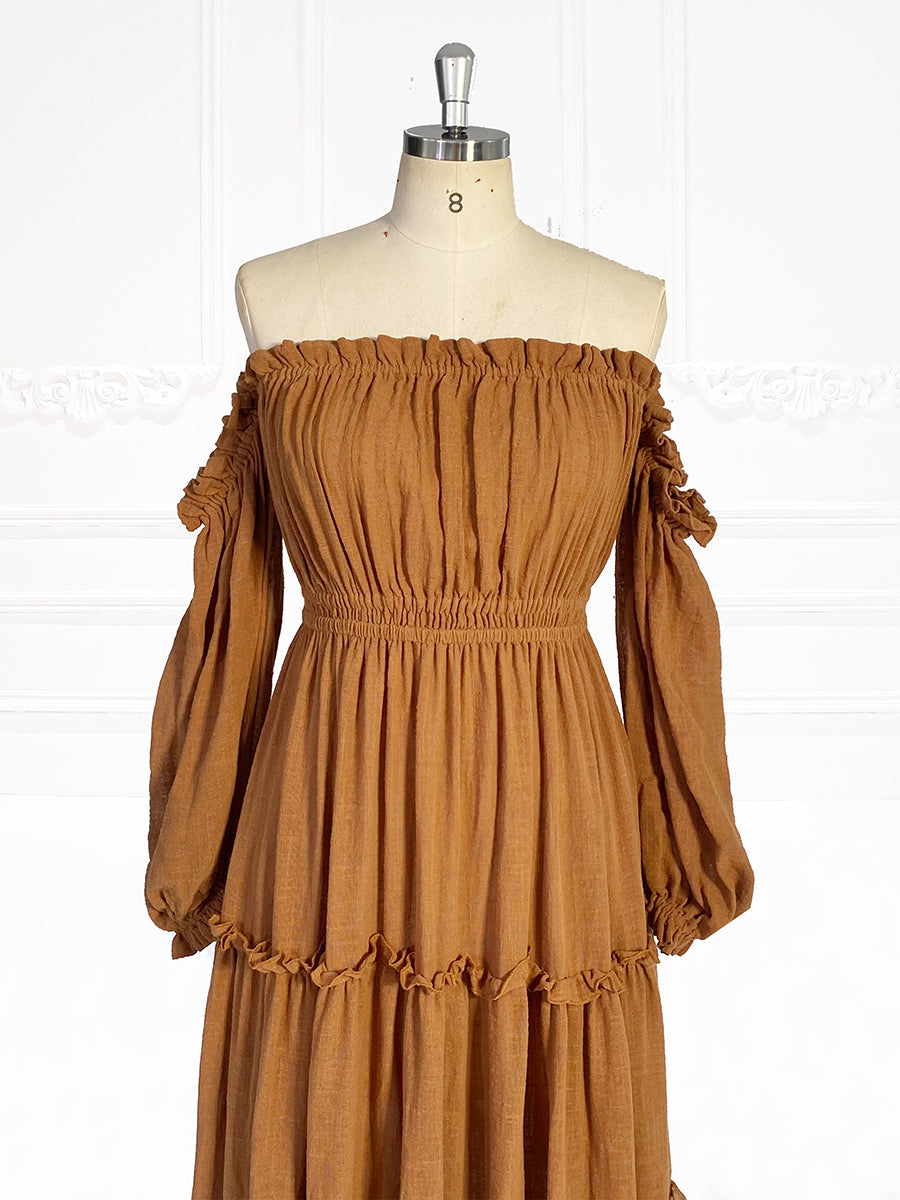 Long Sleeves Elastic Waist Boho Beach Dress Woman Photo Shoot Dresses YW231107 Long Sleeves Elastic Waist Boho Beach Dress Woman Photo Shoot Dresses YW231107