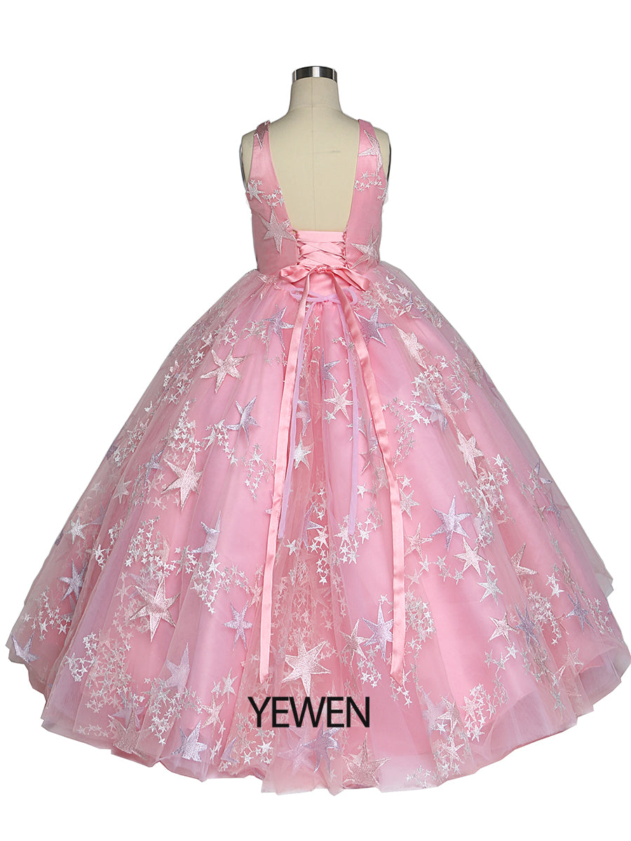 Pink Tulle Princess Girls Party Dresses for Weddings Birthday Childre Child-9 / plum Pink Pink Tulle Princess Girls Party Dresses for Weddings Birthday Childre Child-9 / plum Pink