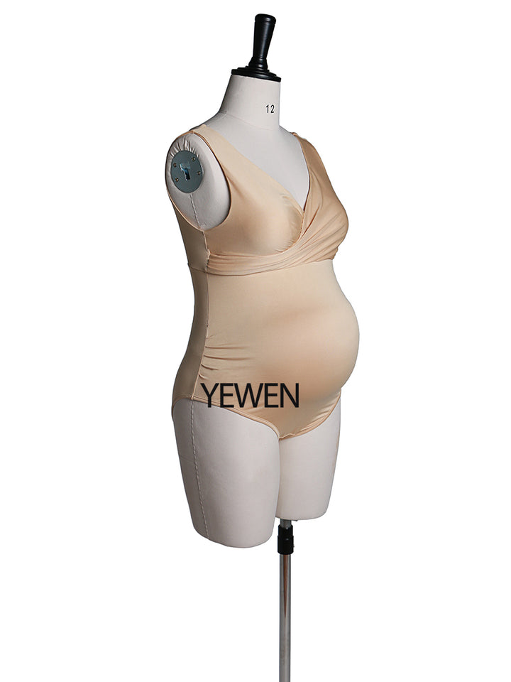 Custom Colors Double V Neck Strech Fabric Maternity Dress Bodysuit YW2116