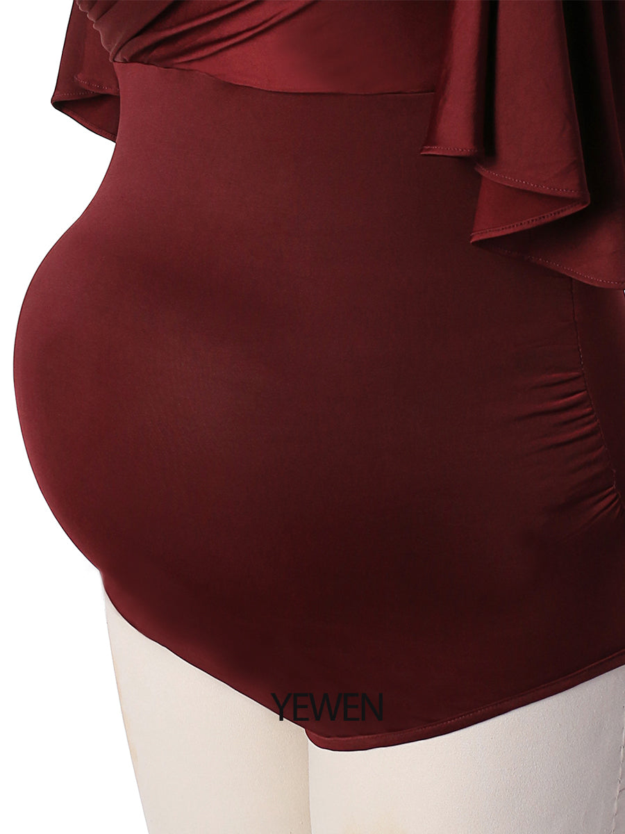 Stretchy Fabric Maternity Dress Bodysuit Off Shoulder Ruffles Short Sleeves Maternity Phography Custom Colors YW2121