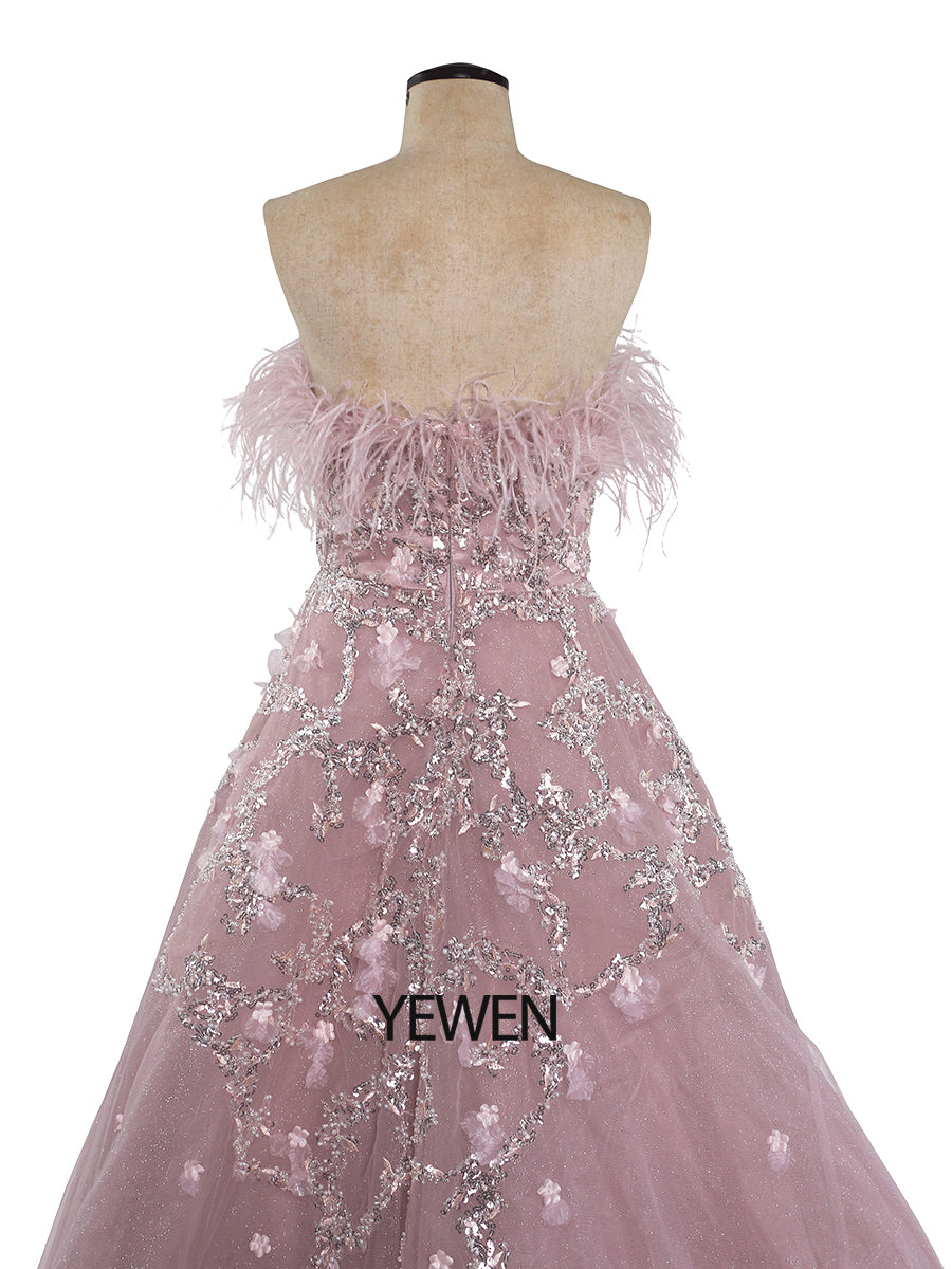 A-Line Strapless Luxury Prom Dresses 2024 Beaded Feather Zipper Back YEWEN yewendress A-Line Strapless Luxury Prom Dresses 2024 Beaded Feather Zipper Back YEWEN yewendress