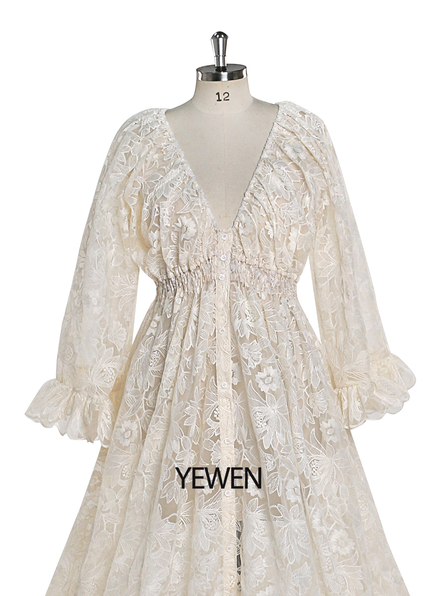 Boho Lace Dress Elegant V Neck Woman Maxi Dress Maternity Dress for Photoshoot Fancy Photography Props 14 / Picture Color Boho Lace Dress Elegant V Neck Woman Maxi Dress Maternity Dress for Photoshoot Fancy Photography Props 14 / Picture Color