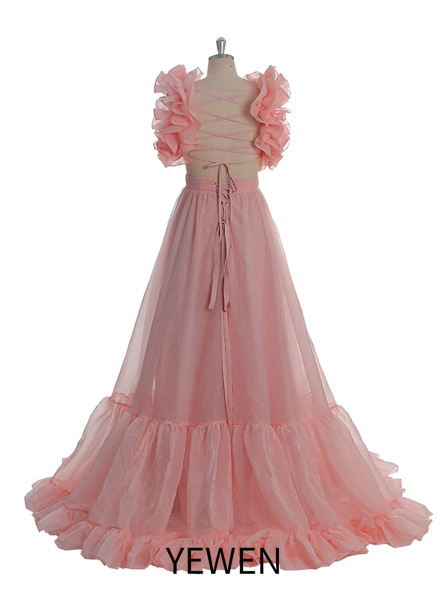 New Arrival Silk Organza Elegant Ruffles Backless Prom Dresses Photogr yewendress New Arrival Silk Organza Elegant Ruffles Backless Prom Dresses Photogr yewendress