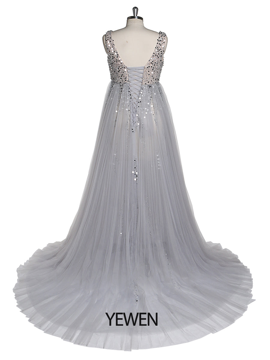 silver maternity dress for baby shower Momyknows Silver Sequin Side Slit Backless Halter Neck Bodycon Evening Christmas Party Cocktail Baby Shower Maternity Maxi Dress, Silver / 3XL