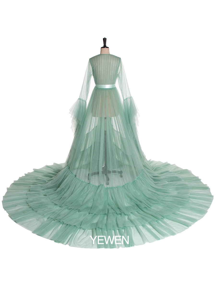 Bow Ruffled Long Sleeve V Neck Maternity Dress 6 / Custom Color Bow Ruffled Long Sleeve V Neck Maternity Dress 6 / Custom Color