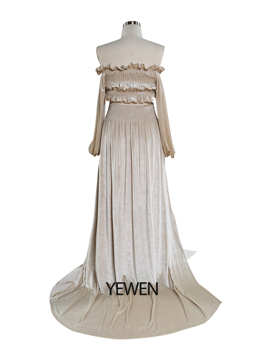 Winter V Neck Velvet Evening Dress Long Sleeves Stretch Waist Side SL 12 / Custom Color Winter V Neck Velvet Evening Dress Long Sleeves Stretch Waist Side SL 12 / Custom Color