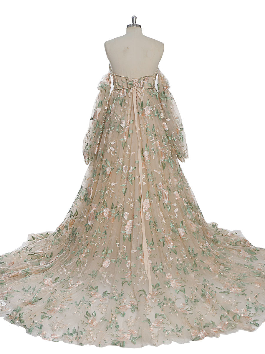 High Waist Maternity Dress for Photo Shoot Embroidery Tulle Long Slee 2 / Picture Color High Waist Maternity Dress for Photo Shoot Embroidery Tulle Long Slee 2 / Picture Color