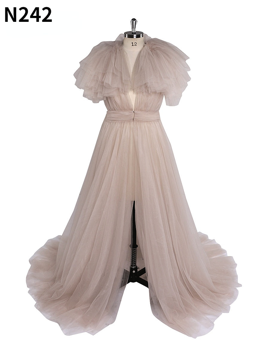 Tulle Flowers Long Maternity Dress for Photo Shoot White Maternity Dr 10 / N190 Tulle Flowers Long Maternity Dress for Photo Shoot White Maternity Dr 10 / N190
