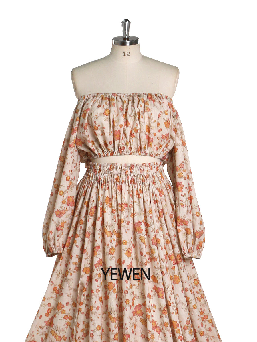 Elegant 2 Piece Set Floral Print Cotton Fabric Woman Maxi Dresses Pho 4 / Picture Color Elegant 2 Piece Set Floral Print Cotton Fabric Woman Maxi Dresses Pho 4 / Picture Color