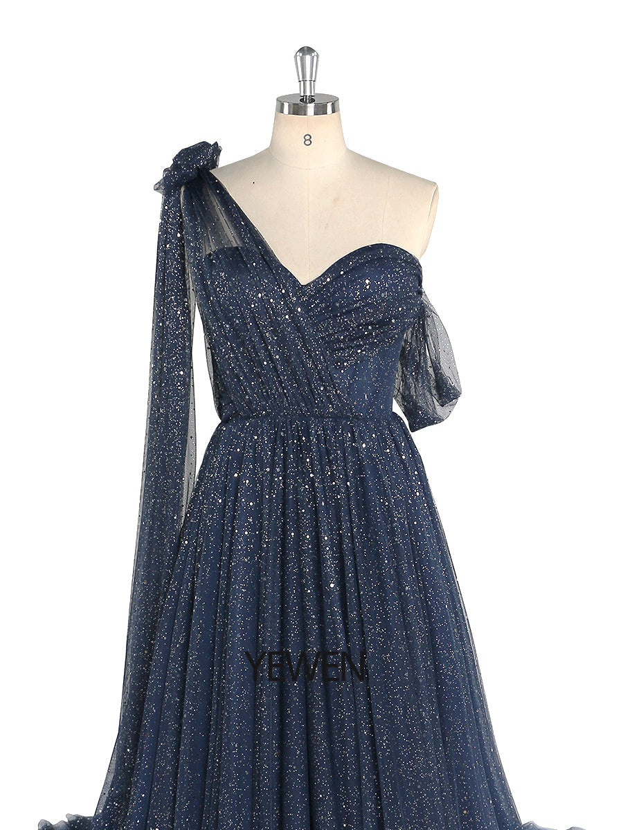 starry mesh tulle dress Sparkle Tulle Dress Starry Photography Gown Fashion Glitter Mesh Designer Prom Dress Long YEWEN YW010 24W / Custom Colors
