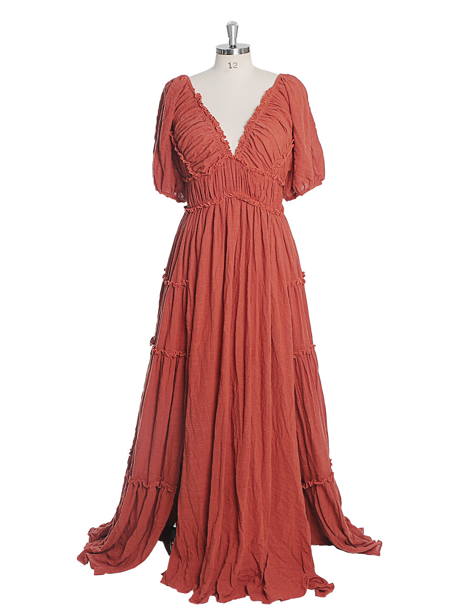 Adjustable Neck Long Sleeves Side Slit Photo Shoot Dresses Photography Props YEWEN YW230307 16 / Custom Color Adjustable Neck Long Sleeves Side Slit Photo Shoot Dresses Photography Props YEWEN YW230307 16 / Custom Color