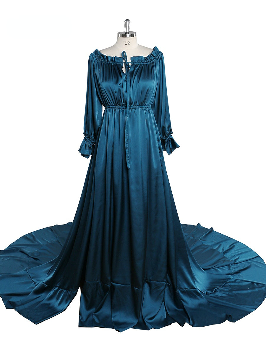 Adjustable Shoulder Full Sleeves Evening Dresses Long Beach Photography Dresses Baby Shower Dress for Pregnant Woman 24W / F13 Adjustable Shoulder Full Sleeves Evening Dresses Long Beach Photography Dresses Baby Shower Dress for Pregnant Woman 24W / F13