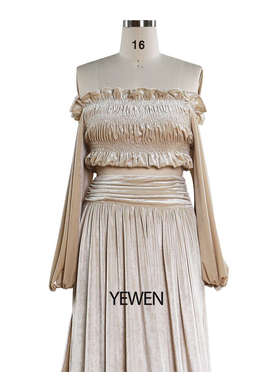 Winter V Neck Velvet Evening Dress Long Sleeves Stretch Waist Side Sl 12 / Custom Color Winter V Neck Velvet Evening Dress Long Sleeves Stretch Waist Side Sl 12 / Custom Color