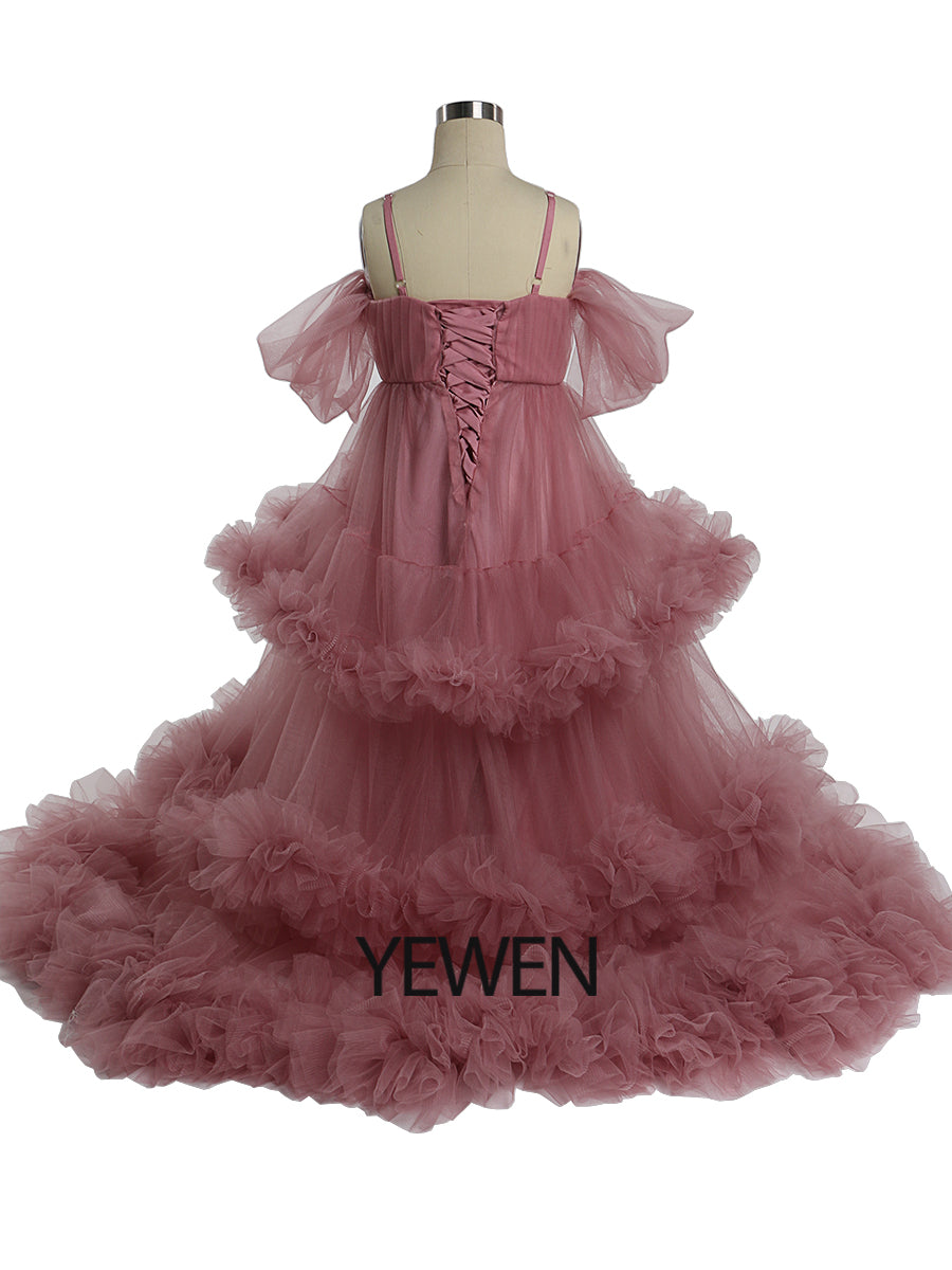 Cloud Ruffles Flower Girls Dresses for Weddings Birthday Party Children Child-2 / N147 Cloud Ruffles Flower Girls Dresses for Weddings Birthday Party Children Child-2 / N147
