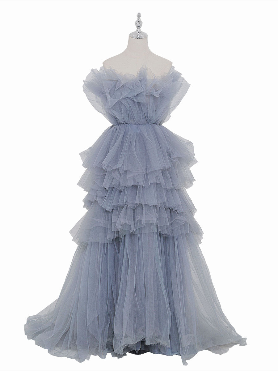 Tulle Dress for Photo Shoot , Ruffled Strapless Maternity Dress, Birthday Dress