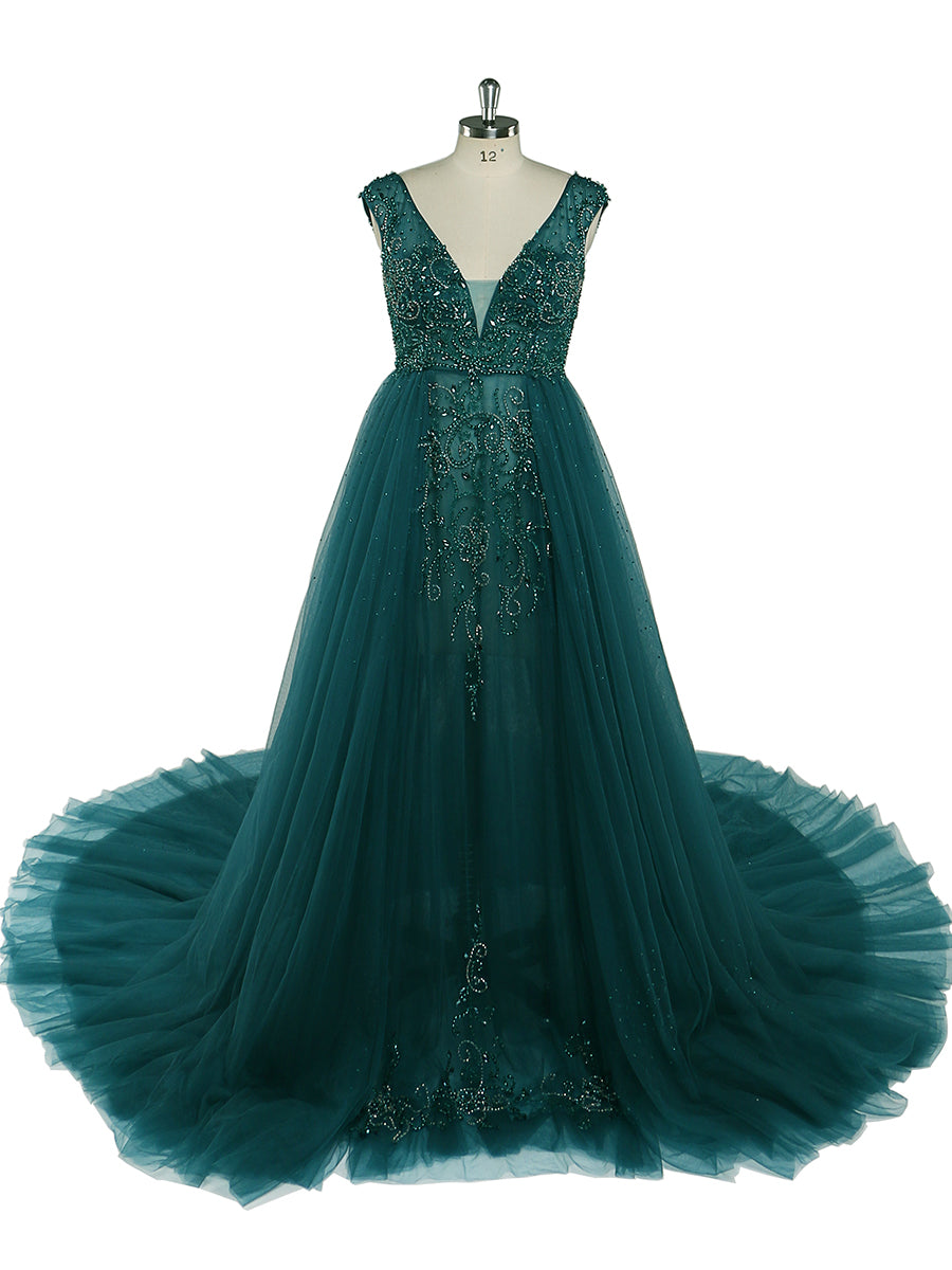 V Neck Beaded Evening Dresses Prom Dress Elegant Sleeveless Maxi Dres yewendress V Neck Beaded Evening Dresses Prom Dress Elegant Sleeveless Maxi Dres yewendress