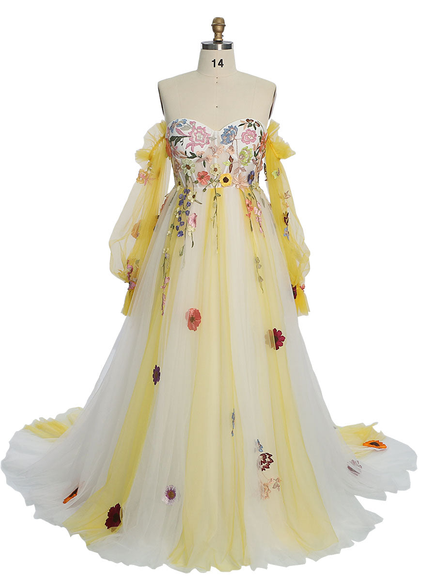 Luxury Embroidery Lace Tulle Dress Princess Colored Wedding Dress Fancy Photo Shoots Gowns YEWEN YW220817 4 / J186 Luxury Embroidery Lace Tulle Dress Princess Colored Wedding Dress Fancy Photo Shoots Gowns YEWEN YW220817 4 / J186