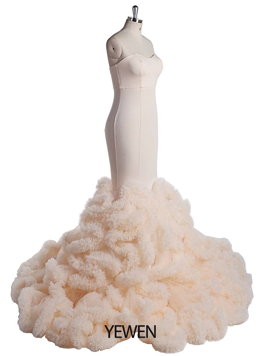 Cream Wedding Gowns Plus Size Mermaid Wedding Dress Bridal Gown Stret 20W / Cream Cream Wedding Gowns Plus Size Mermaid Wedding Dress Bridal Gown Stret 20W / Cream