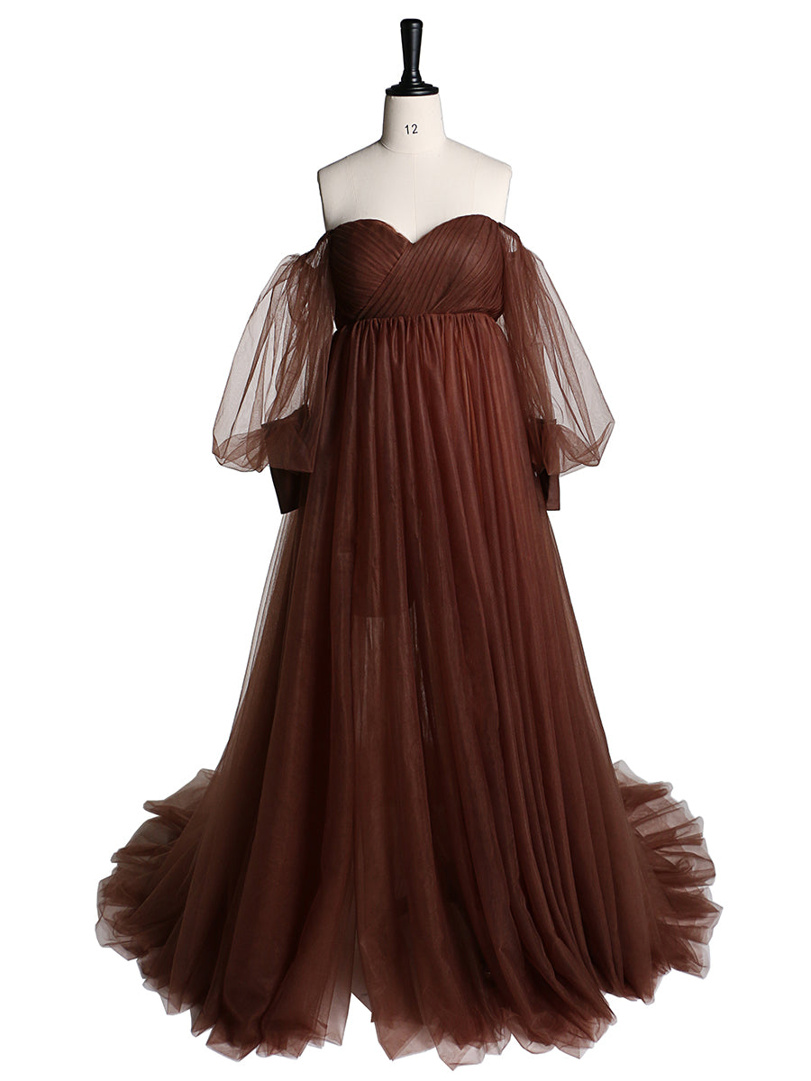 Tulle Off Shoulder Maternity Gowns for Photography Plus Size YW2109 18W-20W / N190