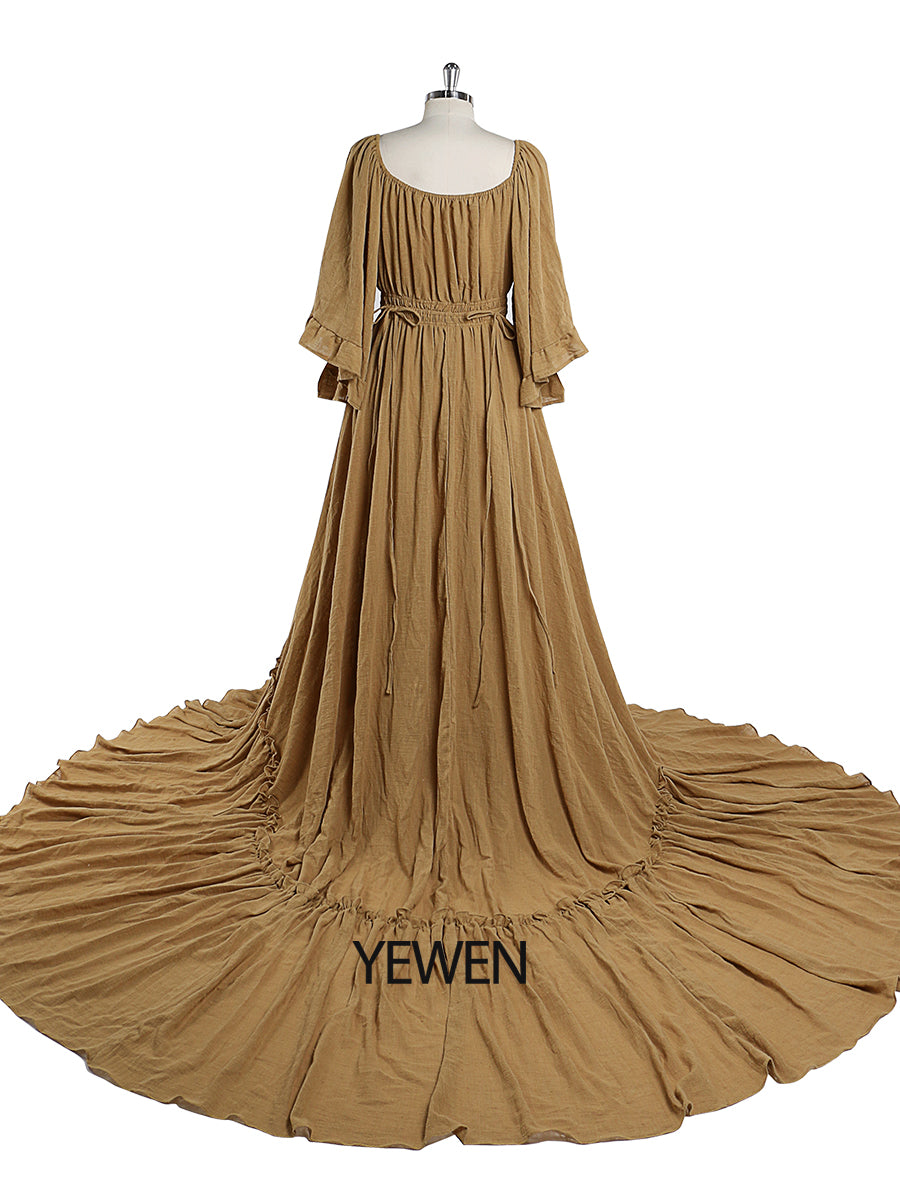 Off Shoulder Flare Sleeves Evening Dresses Side Slit Photography Dres yewendress Off Shoulder Flare Sleeves Evening Dresses Side Slit Photography Dres yewendress