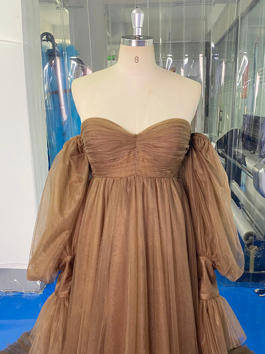 A Line Tulle Dress for Photo Shoot Removeable Sleeves Maternity Baby Shower Dresses YW231037-1 A Line Tulle Dress for Photo Shoot Removeable Sleeves Maternity Baby Shower Dresses YW231037-1