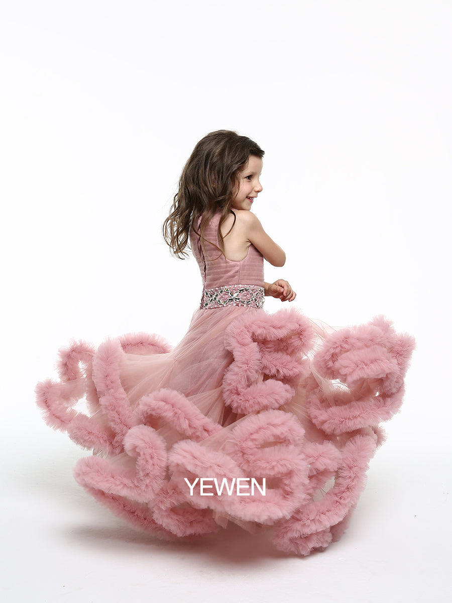 Sweet Girl Dress for Weddings Kids Party Ball Gown Flower Girl Dress Child-14 / Paleblue Sweet Girl Dress for Weddings Kids Party Ball Gown Flower Girl Dress Child-14 / Paleblue