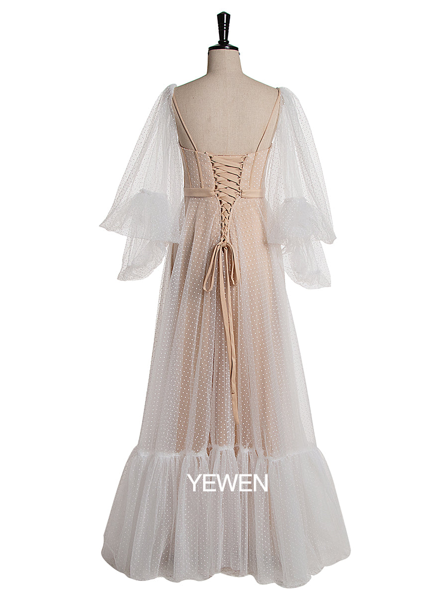 Bubble Sleeve Sweetheart Elegant Evening Maxi Dress Photoshoot Dress 28W / Cream Bubble Sleeve Sweetheart Elegant Evening Maxi Dress Photoshoot Dress 28W / Cream