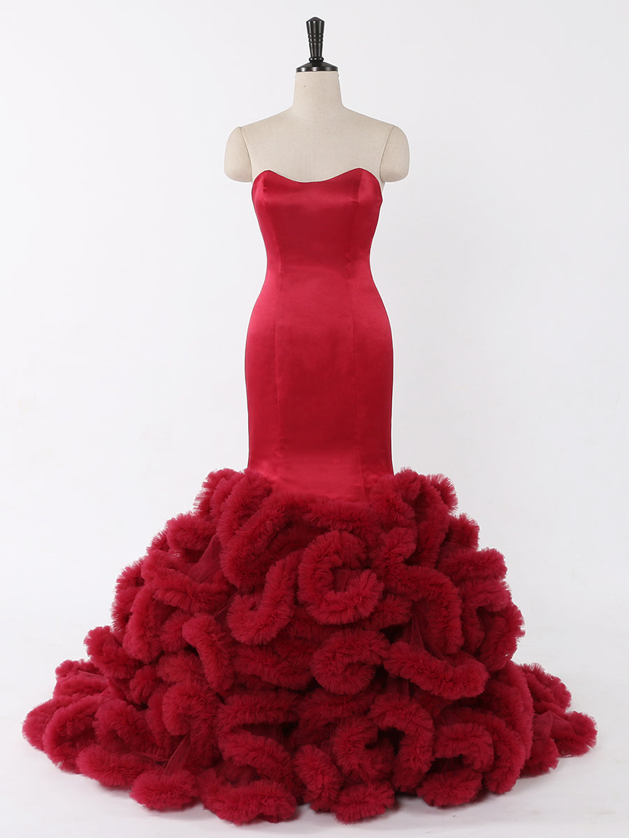 Burgundy Wedding Gowns Plus Size Mermaid Wedding Dress Bridal Gown Photoshoot Dress 16W / Burgundy Burgundy Wedding Gowns Plus Size Mermaid Wedding Dress Bridal Gown Photoshoot Dress 16W / Burgundy