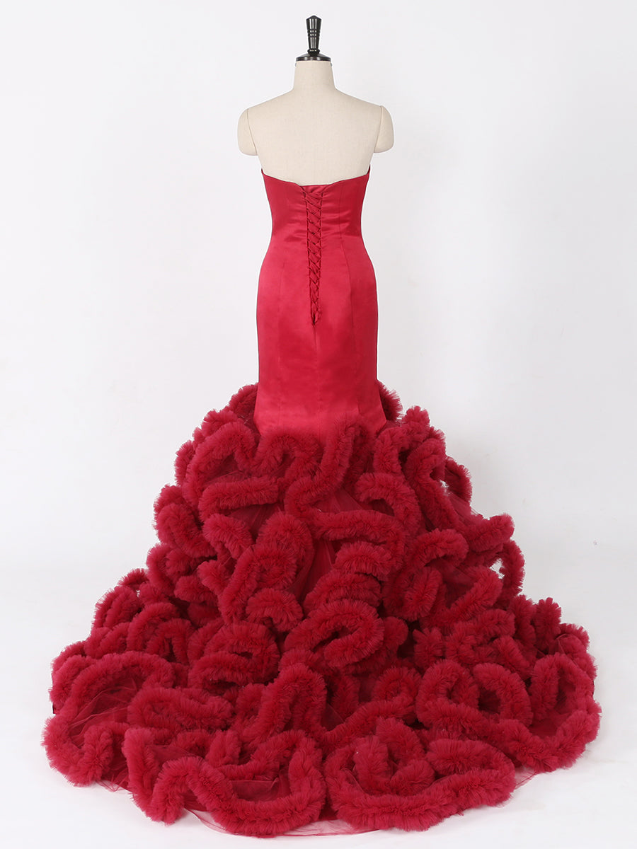 Burgundy Wedding Gowns Plus Size Mermaid Wedding Dress Bridal Gown Photoshoot Dress 16W / Burgundy Burgundy Wedding Gowns Plus Size Mermaid Wedding Dress Bridal Gown Photoshoot Dress 16W / Burgundy