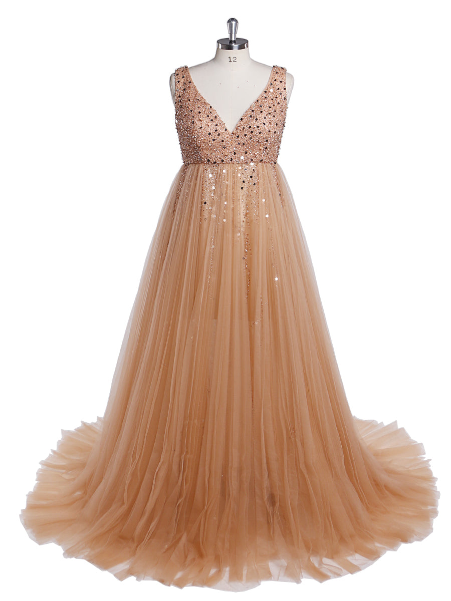 Sliver Beading Tulle Evening Gown Maternity Dress for Photoshoot 10 / N200 Sliver Beading Tulle Evening Gown Maternity Dress for Photoshoot 10 / N200