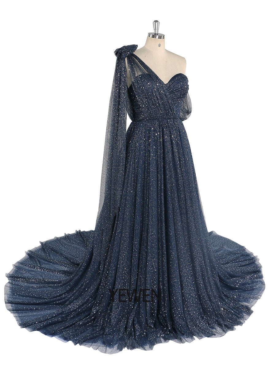sparkle flowy dress Lace-Up Open-Back Long Black Prom Dress with Glitter Black / 2