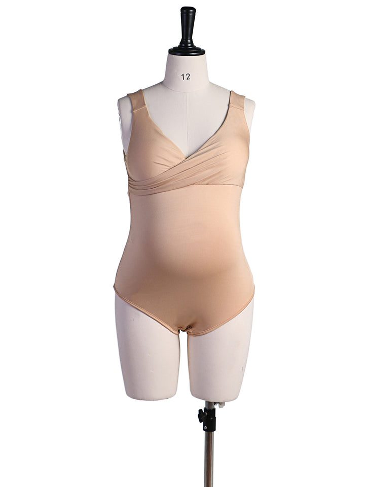 Custom Colors Double V Neck Stretchy Summer Maternity Photo Shooting Bodysuit Pregnant Woman Jumpsuit For Photography YEWEN