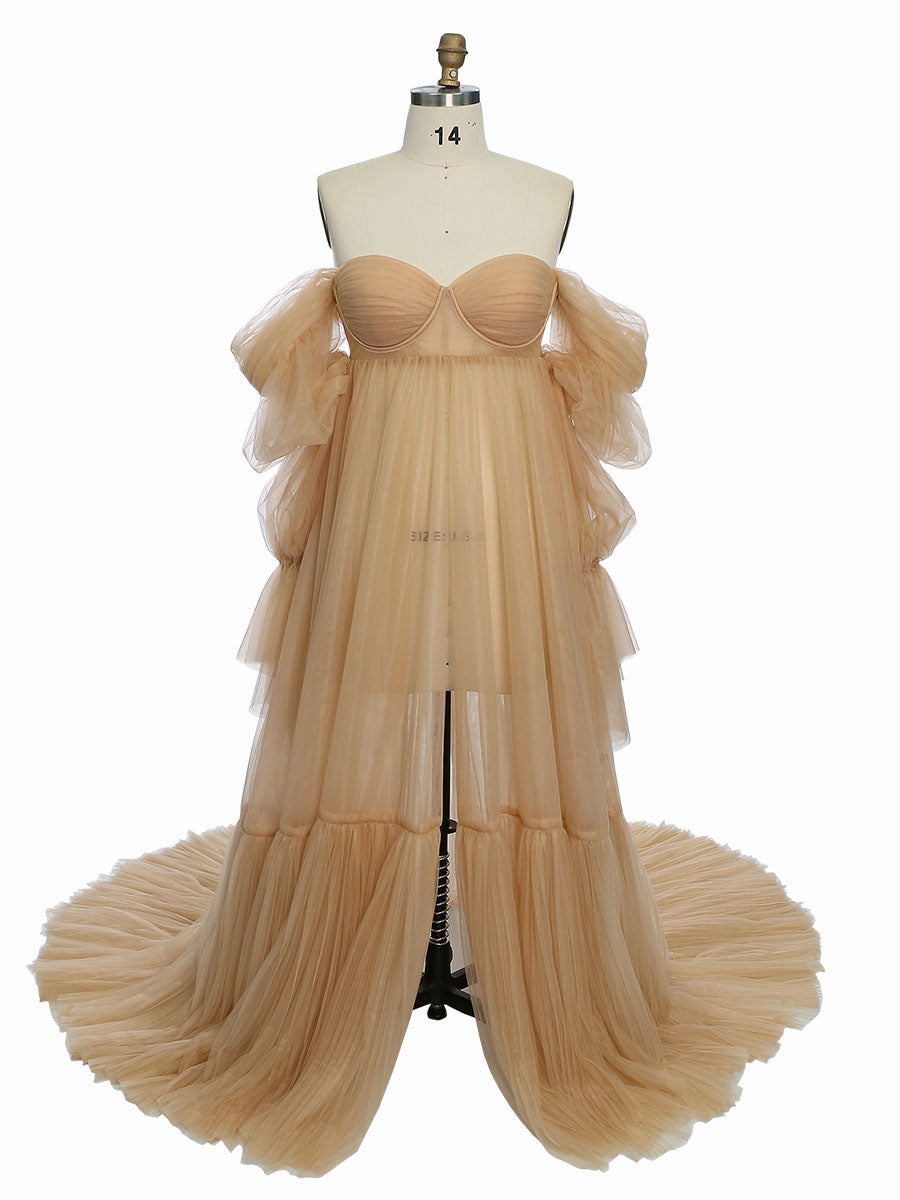 Tulle Maternity Dress for Photo Shoots Corset Back Maternity Gown