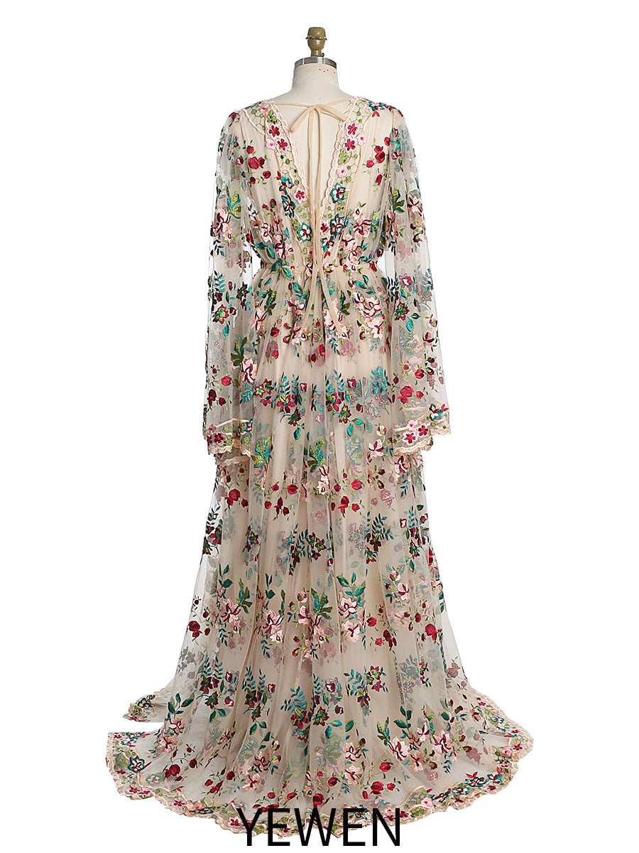 New Embroidery Lace Maternity Dress for Baby Shower Photo Shoot Gown 22W / Picture Color New Embroidery Lace Maternity Dress for Baby Shower Photo Shoot Gown 22W / Picture Color