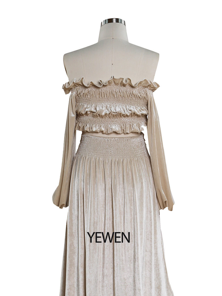 Winter V Neck Velvet Evening Dress Long Sleeves Stretch Waist Side SL 12 / Custom Color Winter V Neck Velvet Evening Dress Long Sleeves Stretch Waist Side SL 12 / Custom Color