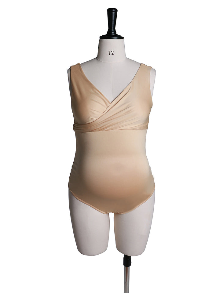 Custom Colors Double V Neck Strech Fabric Maternity Dress Bodysuit YW2116