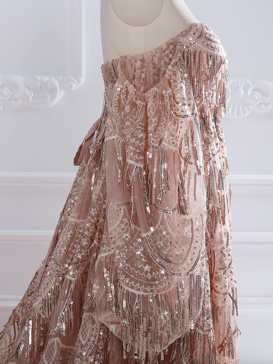 Elegant Strapless Sweetheart Bling Sequins Dress - Perfect Photography Prop yewendress Elegant Strapless Sweetheart Bling Sequins Dress - Perfect Photography Prop yewendress
