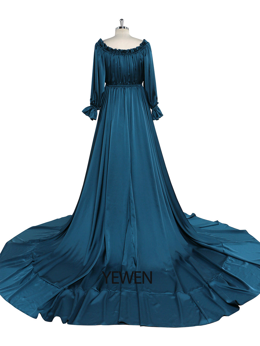 Adjustable Shoulder Full Sleeves Evening Dresses Long Beach Photography Dresses Baby Shower Dress for Pregnant Woman 24W / F13 Adjustable Shoulder Full Sleeves Evening Dresses Long Beach Photography Dresses Baby Shower Dress for Pregnant Woman 24W / F13