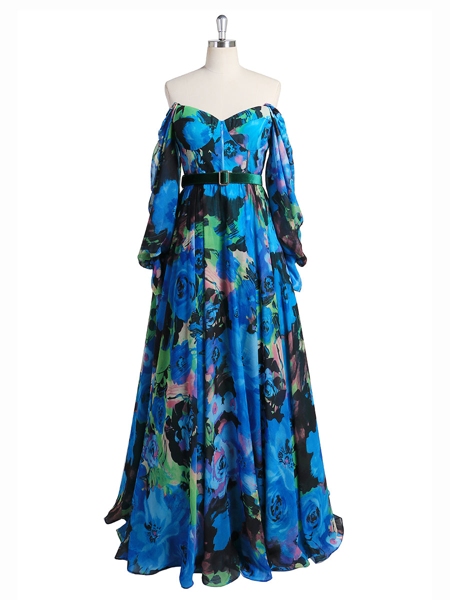 Purple Floral Maxi - Organza Floral Maxi - Poofy Floral Gown - Lulus