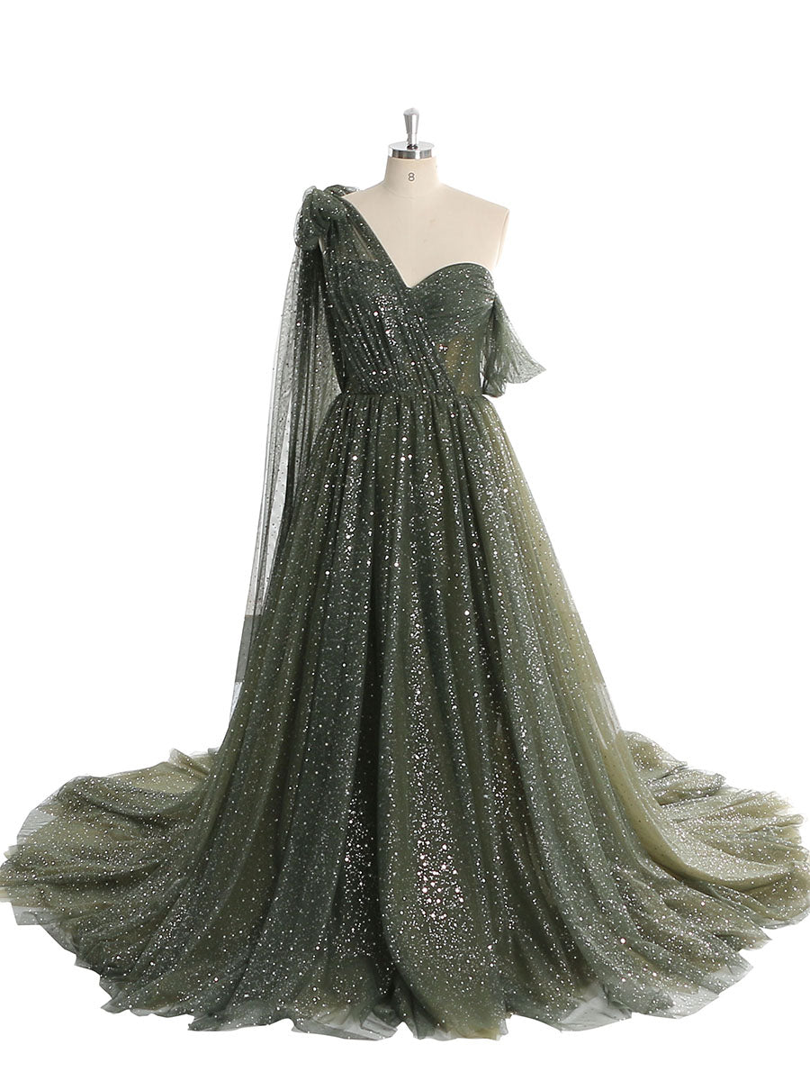 Sparkle Tulle Dress Starry Photography Gown Fashion Glitter Mesh Designer Prom Dress Long YEWEN YW010 16W / Olive green Sparkle Tulle Dress Starry Photography Gown Fashion Glitter Mesh Designer Prom Dress Long YEWEN YW010 16W / Olive green
