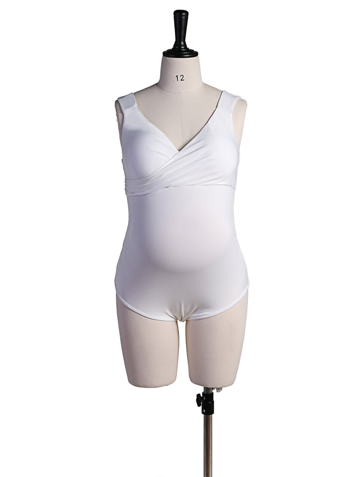 Custom Colors Double V Neck Stretchy Summer Maternity Photo Shooting Bodysuit Pregnant Woman Jumpsuit For Photography YEWEN