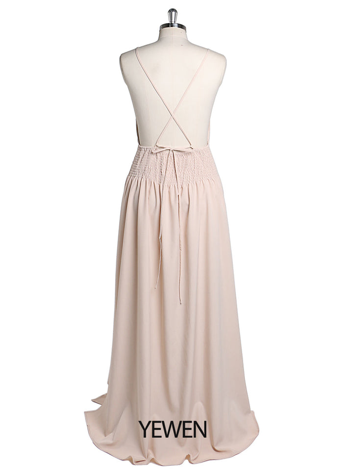 Back view of slip for boho maternity photoshoot dress 2 piece set designed for elegant pregnancy photography