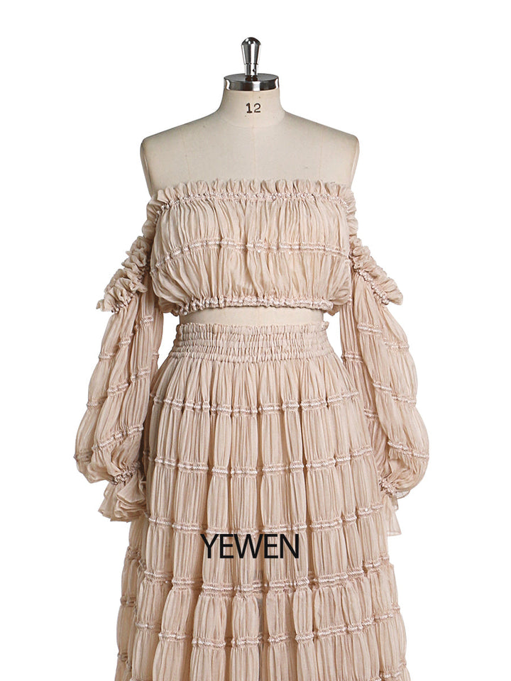 Close-up of side slit and soft fabric detail on boho summer beach dress for photo shoot