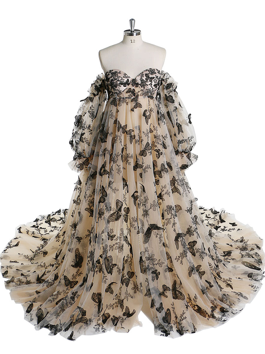 Elegant Embroidery Butterfly Maternity Dress for Photo Shoot Detachable Sleeves Maxi Woman Baby Shower Dress YW220420 18W / Picture Color Elegant Embroidery Butterfly Maternity Dress for Photo Shoot Detachable Sleeves Maxi Woman Baby Shower Dress YW220420 18W / Picture Color