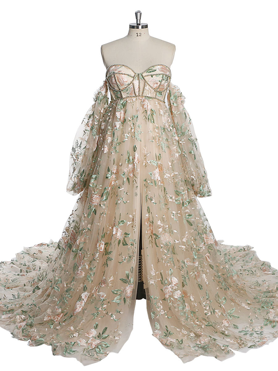 High Waist Maternity Dress for Photo Shoot Embroidery Tulle Long Slee 2 / Picture Color High Waist Maternity Dress for Photo Shoot Embroidery Tulle Long Slee 2 / Picture Color