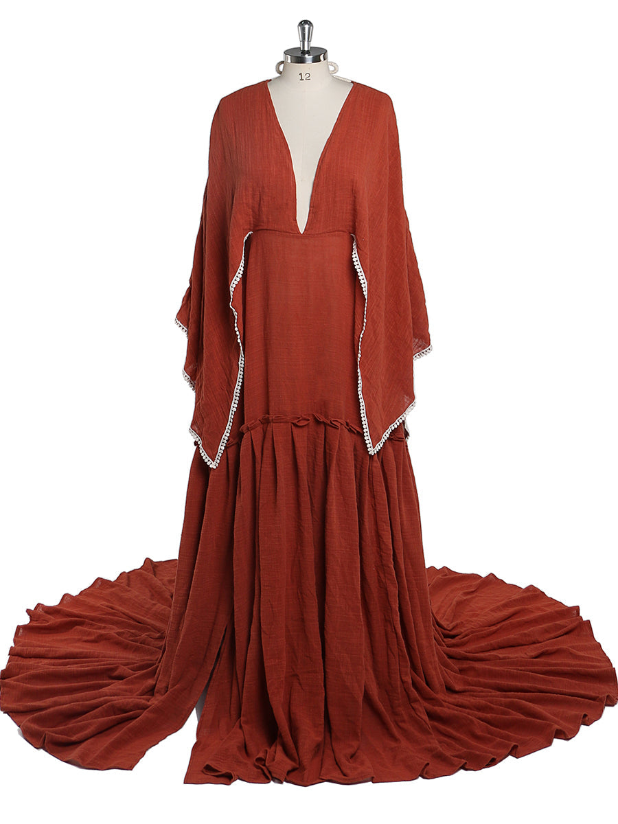 Elegant Maternity Dresses for Photo Shoot Long Flare Sleeves Side SL 18w / M27 Elegant Maternity Dresses for Photo Shoot Long Flare Sleeves Side SL 18w / M27