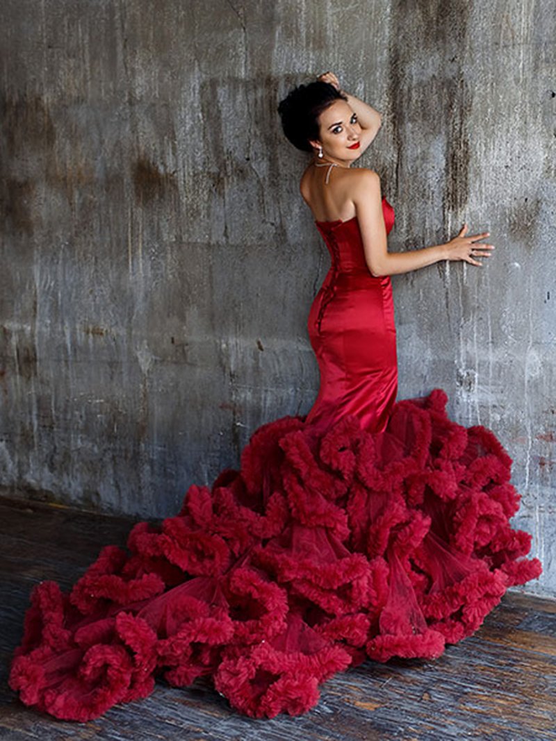 Burgundy Wedding Gowns Plus Size Mermaid Wedding Dress Bridal Gown Photoshoot Dress 16W / Burgundy Burgundy Wedding Gowns Plus Size Mermaid Wedding Dress Bridal Gown Photoshoot Dress 16W / Burgundy