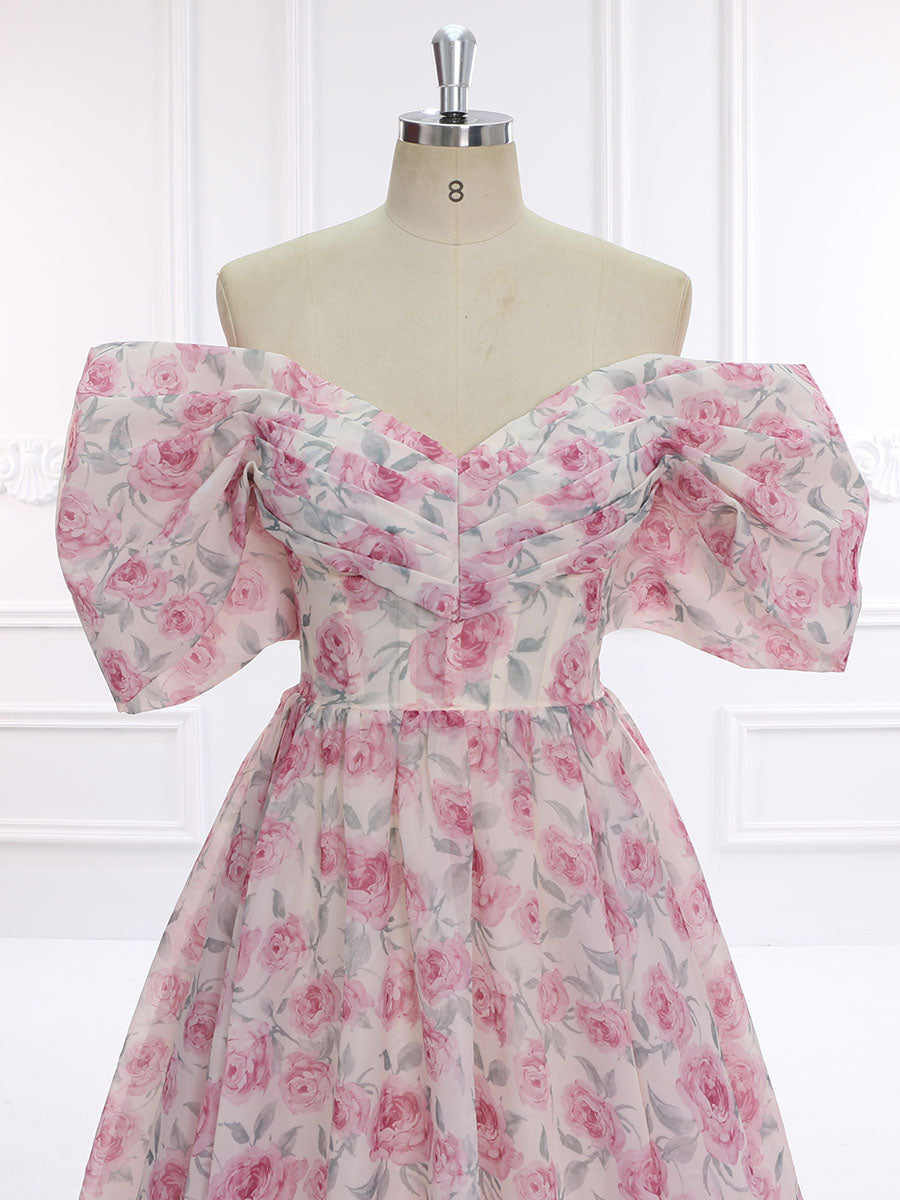 Elegant Printed Floral Bridal Dress for Rustic Wedding Bridal Shower Dresses YW231148