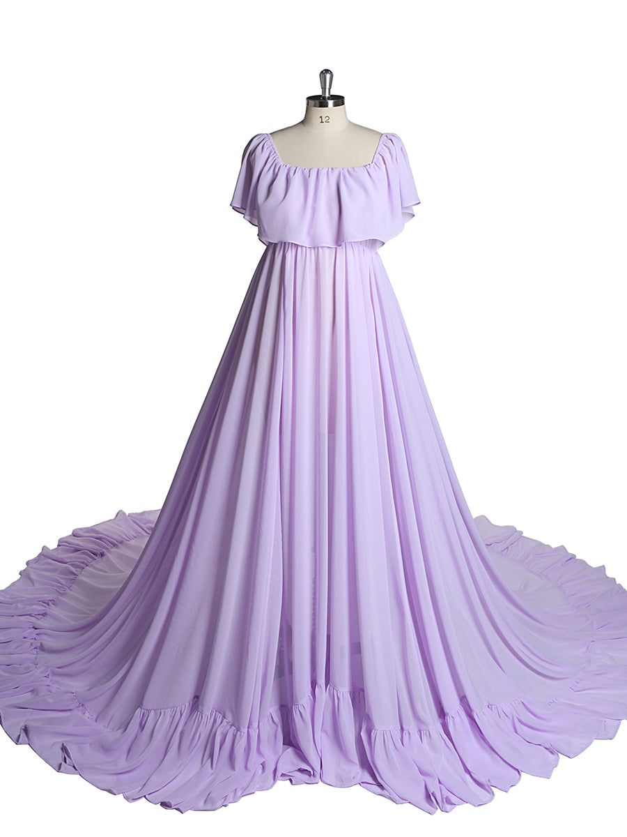 Chiffon Coffee Color Custom Plus Size Maternity Gown 6 / Custom Color Chiffon Coffee Color Custom Plus Size Maternity Gown 6 / Custom Color