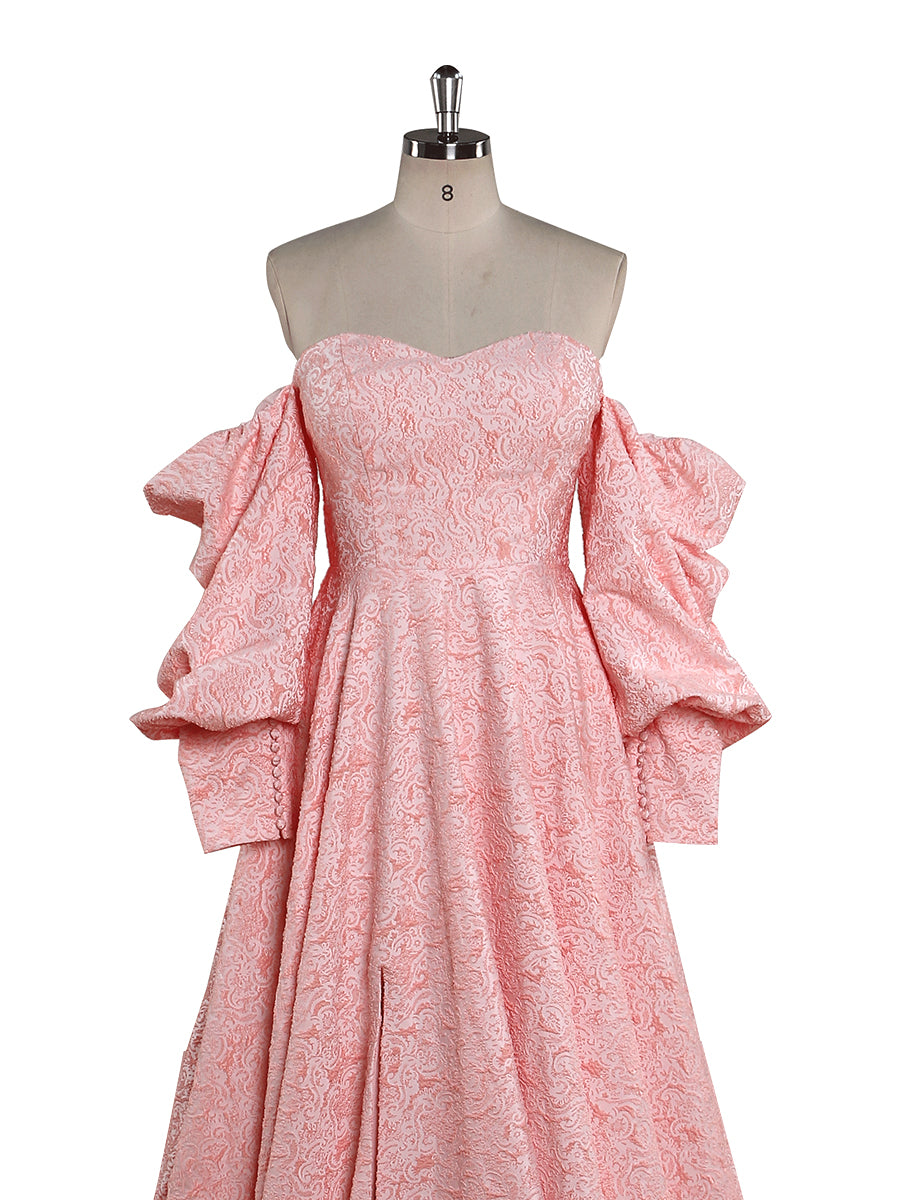 High Quality Elegant Jacquard Evening Dress Puffy Long Sleeve Retro Photoshoot Dress YEWEN YW221114 16W / Picture Color High Quality Elegant Jacquard Evening Dress Puffy Long Sleeve Retro Photoshoot Dress YEWEN YW221114 16W / Picture Color
